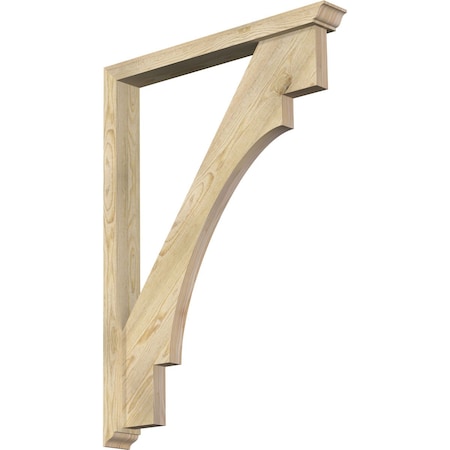 Ekena Millwork Merced Traditional Rough Sawn Bracket w/ Offset Brace, Douglas Fir, 4"W x 32"D x 44"H BKT0402X32X44MRC01RDF